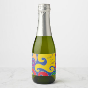 Étiquettes Pour Bouteilles De Vin Mousseux Tourbillons mini BM Bar Bat Mitzvah