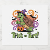 Étiquettes Pour Bouteilles De Vin Mousseux Trick ou Turt Funny Turtle Halloween (Étiquettes simples)
