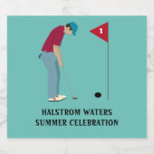 Étiquettes Pour Bouteilles De Vin Mousseux Turquoise Blue Golfing Thème (Étiquettes simples)