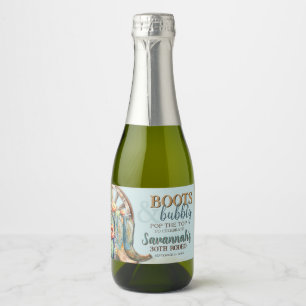 Étiquettes Pour Bouteilles De Vin Mousseux Turquoise Blue Pays Western Cowgirl Rodeo Annivers