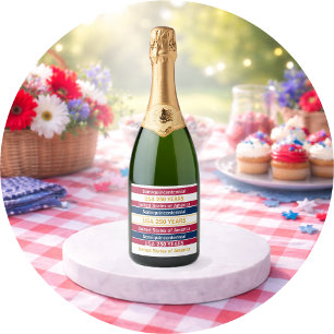 Étiquettes Pour Bouteilles De Vin Mousseux USA 250 Ans Rayures Patriotiques Semiquincentennal