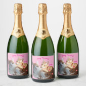 Étiquettes Pour Bouteilles De Vin Mousseux Valentine's Cat Paws Text (Bouteilles)