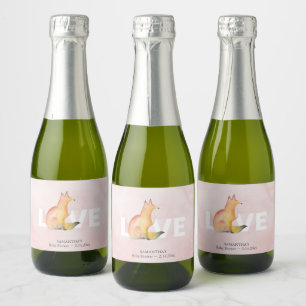 Étiquettes Pour Bouteilles De Vin Mousseux Valentine's Watercolor Fox Brunch et Bubbly