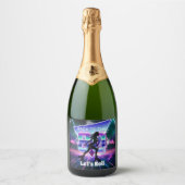 Étiquettes Pour Bouteilles De Vin Mousseux Vaporwave Roller Skate fête d'anniversaire (Devant)