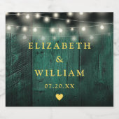 Étiquettes Pour Bouteilles De Vin Mousseux Vert Rustique Boho Boho Barne Éclairage Mariage (Étiquettes simples)