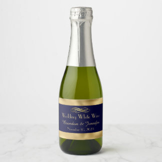 Étiquettes Pour Bouteilles De Vin Mousseux Vin rond bleu et or