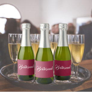 Étiquettes Pour Bouteilles De Vin Mousseux Vin Rouge Bridesmaid Simple Stylisé Script