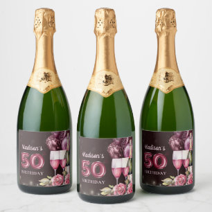 Étiquettes Pour Bouteilles De Vin Mousseux Vins et ballons de luxe 50e anniversaire