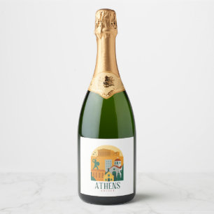 Étiquettes Pour Bouteilles De Vin Mousseux Vintage Athènes Grèce Voyage - Parthenon
