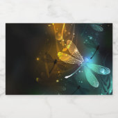 Étiquettes Pour Bouteilles De Vin Mousseux Vol de libellule verte lumineuse (Étiquettes simples)