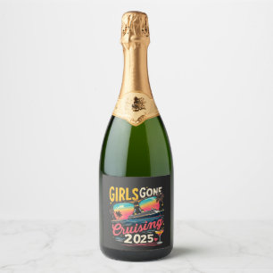 Étiquettes Pour Bouteilles De Vin Mousseux Voyage de filles de croisière 2025 Voyage de fille