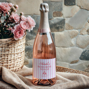 Étiquettes Pour Bouteilles De Vin Mousseux Week-end de fête de Bachelorette à rayures roses r
