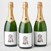 Étiquettes Pour Bouteilles De Vin Mousseux Xmas Lighting Santa Hat (Bouteilles)