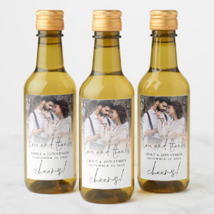 Étiquettes Pour Bouteilles De Vin Nom photo moderne Date Amour Merci Mariage Favor