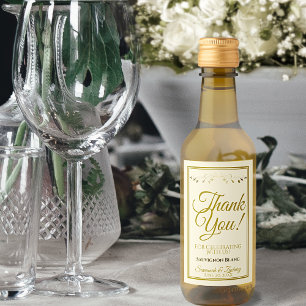 Étiquettes Pour Bouteilles De Vin Or & Crème Simple Elégant Mariage Merci Mini