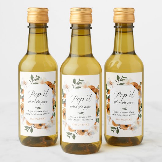 Étiquettes Pour Bouteilles De Vin Orange Pop it when She Pops Baby shower (Bouteilles)