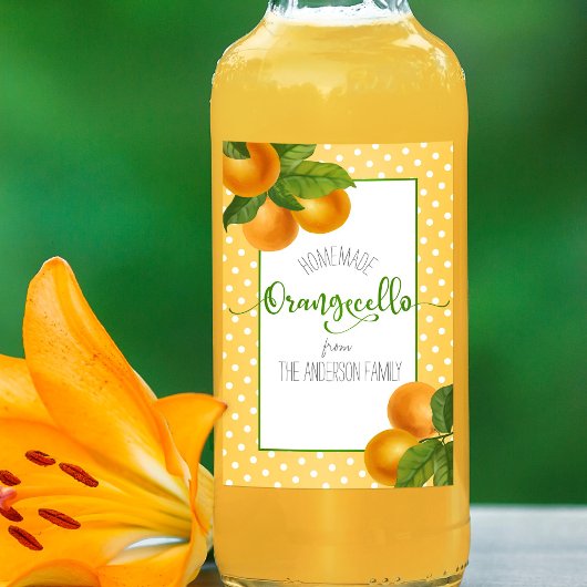 Étiquettes Pour Bouteilles De Vin Orangecello aquarelle oranges script personnalisé