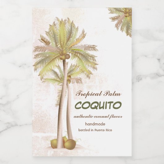 Étiquettes Pour Bouteilles De Vin Palme tropicale Coquito Coconut (Étiquettes simples)