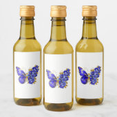 Étiquettes Pour Bouteilles De Vin Papillon saphir à fleurs (Bouteilles)