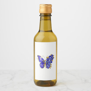 Étiquettes Pour Bouteilles De Vin Papillon saphir à fleurs