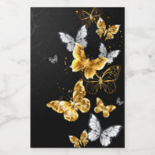 Étiquettes Pour Bouteilles De Vin Papillons blancs et dorés (Étiquettes simples)