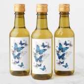 Étiquettes Pour Bouteilles De Vin Papillons volants bleus Morpho (Bouteilles)