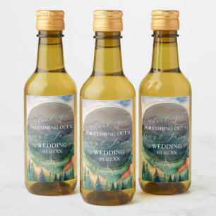 Étiquettes Pour Bouteilles De Vin Paysage aquarelle de montagne destination mariage