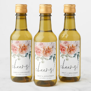 Étiquettes Pour Bouteilles De Vin Peonies Coral Peach Florals Salue Mariage Faveur
