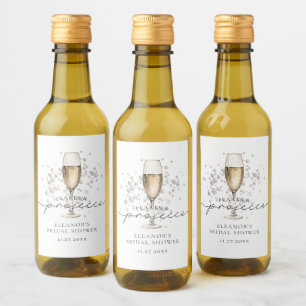 Étiquettes Pour Bouteilles De Vin Perles élégantes et Fête des mariées de poursuite
