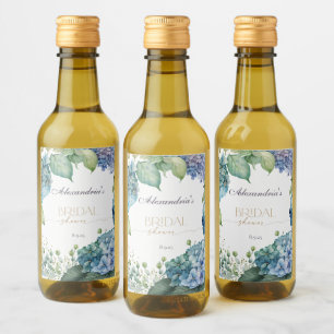 Étiquettes Pour Bouteilles De Vin Personnaliser les hydrangées Fête des mariées bleu