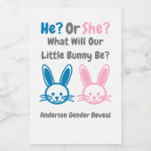 Étiquettes Pour Bouteilles De Vin Petit Bunny Gender Reveal (Étiquettes simples)