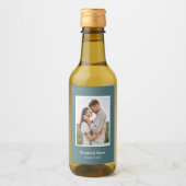 Étiquettes Pour Bouteilles De Vin Photo Engagement Party Turquoise (Devant)