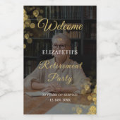 Étiquettes Pour Bouteilles De Vin Photo Script Retraite Party Gold Confetti (Étiquettes simples)