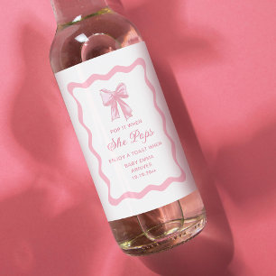 Étiquettes Pour Bouteilles De Vin Pop it quand elle popote Baby shower rose Coquette