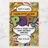 Étiquettes Pour Bouteilles De Vin Pop It Quand Elle Va POP! Baby shower amusant (Étiquettes simples)