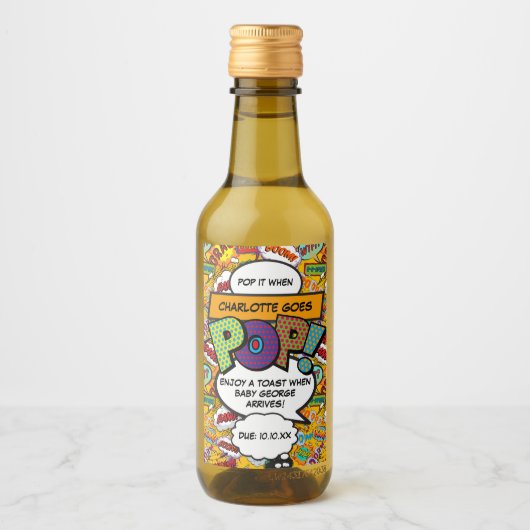 Étiquettes Pour Bouteilles De Vin Pop It Quand Elle Va POP! Baby shower amusant (Devant)