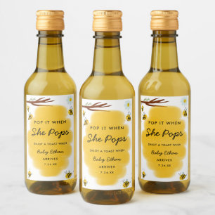 Étiquettes Pour Bouteilles De Vin Pop it When She Pops Honey Bee Baby shower