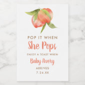 Étiquettes Pour Bouteilles De Vin Pop'it When She Pops Little Peach Baby shower (Étiquettes simples)