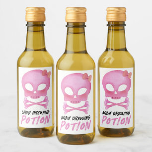Étiquettes Pour Bouteilles De Vin Potion brasseuse rose pour bébé Baby shower d'Hall