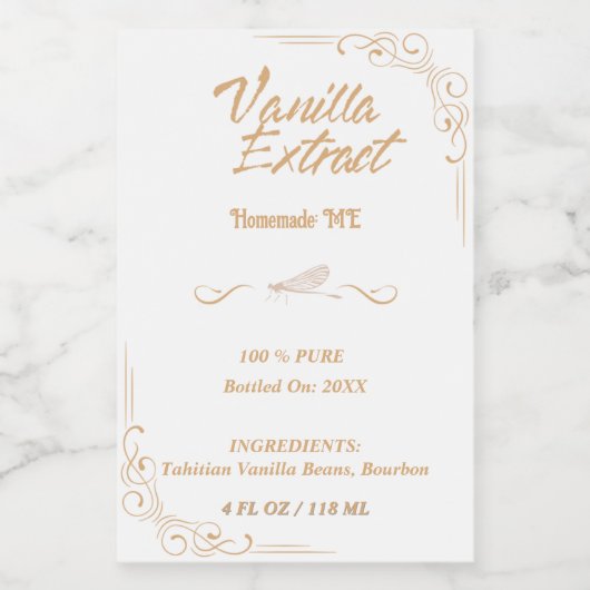 Étiquettes Pour Bouteilles De Vin Rectangle d'extraction de vanille personnalisé mai (Étiquettes simples)