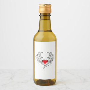 Étiquettes Pour Bouteilles De Vin Red Angel Coeur avec ailes