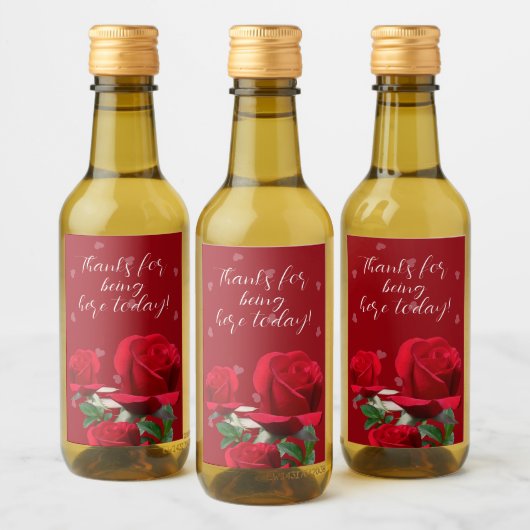 Étiquettes Pour Bouteilles De Vin Red Roses Mariage personnalisé (Bouteilles)