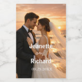 Étiquettes Pour Bouteilles De Vin Romantic Wedding Vows Sunset Beach (Étiquettes simples)