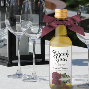 Étiquettes Pour Bouteilles De Vin Romantique Bourgogne Rose Merci Mini