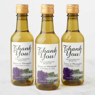 Étiquettes Pour Bouteilles De Vin Rose royal violet élégant mariage Merci Mini