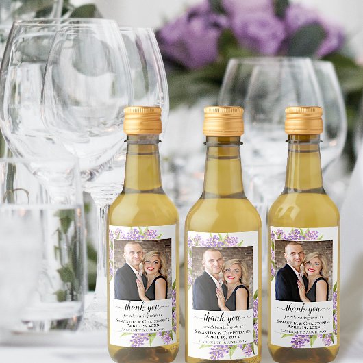 Étiquettes Pour Bouteilles De Vin Russe Merci Mariage Aquarelle Lilacs Mini