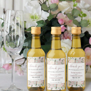 Étiquettes Pour Bouteilles De Vin Rustique Boho rose Merci Floral Mariage Mini