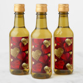 Étiquettes Pour Bouteilles De Vin Saint-Valentin dorés et rouges (Bouteilles)