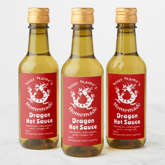 Étiquettes Pour Bouteilles De Vin Sauce Chaud Maison Pepper Chinois Dragon (Bouteilles)