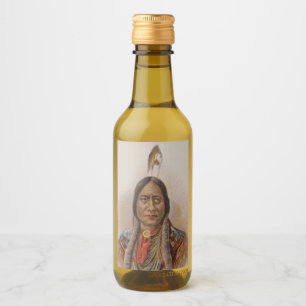 Étiquettes Pour Bouteilles De Vin Signaux de fumée : Lakota Indian Chief Sitting Bul